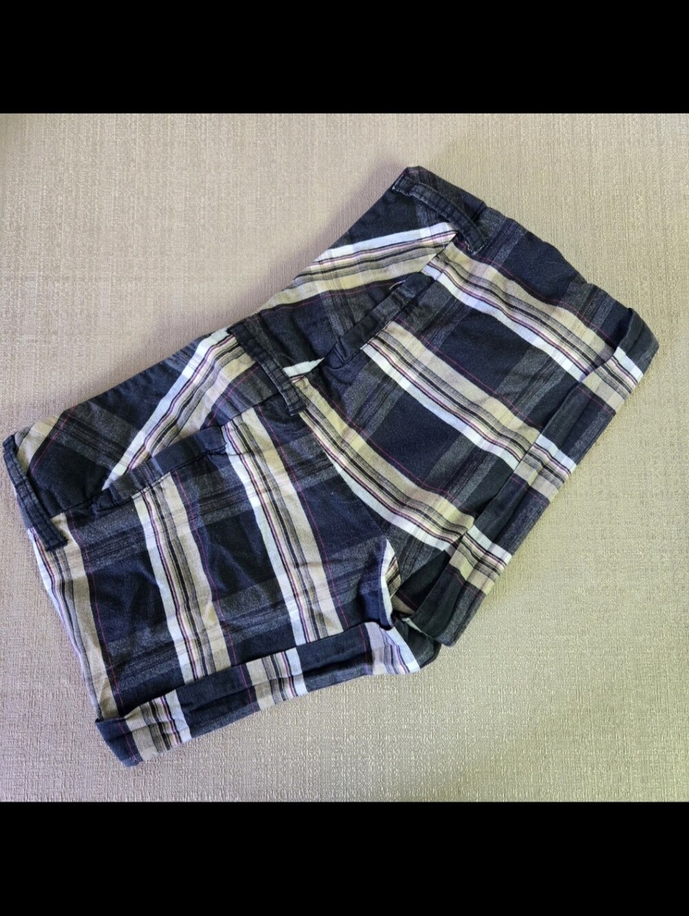 SPACEGIRLZ | Dark Cuffed Y2K Plaid Micro Shorts sz 1 - Picture 2 of 12